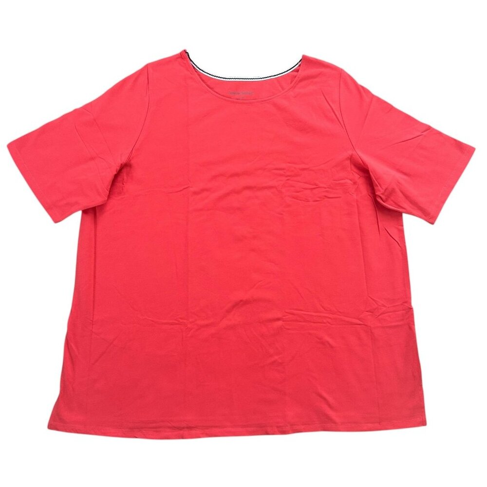 Woman Within Shirt Womens 1X Coral Stretch Casual‎ Summer Plus Size Top 22/24